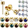 thumbnail image 2 of Alisouy, 2 uds., acero inoxidable, Color dorado, pistola para Piercing, piedra natal, cristal, circonita, aretes, cartílago del trago, joyería para el cuerpo Tan Jianjun unisex, 2 of 2