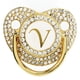 thumbnail image 4 of Chupete Baby Bling con clip dorado y letra curvada con funda antipolvo para recién nacidos (letra V), 4 of 14