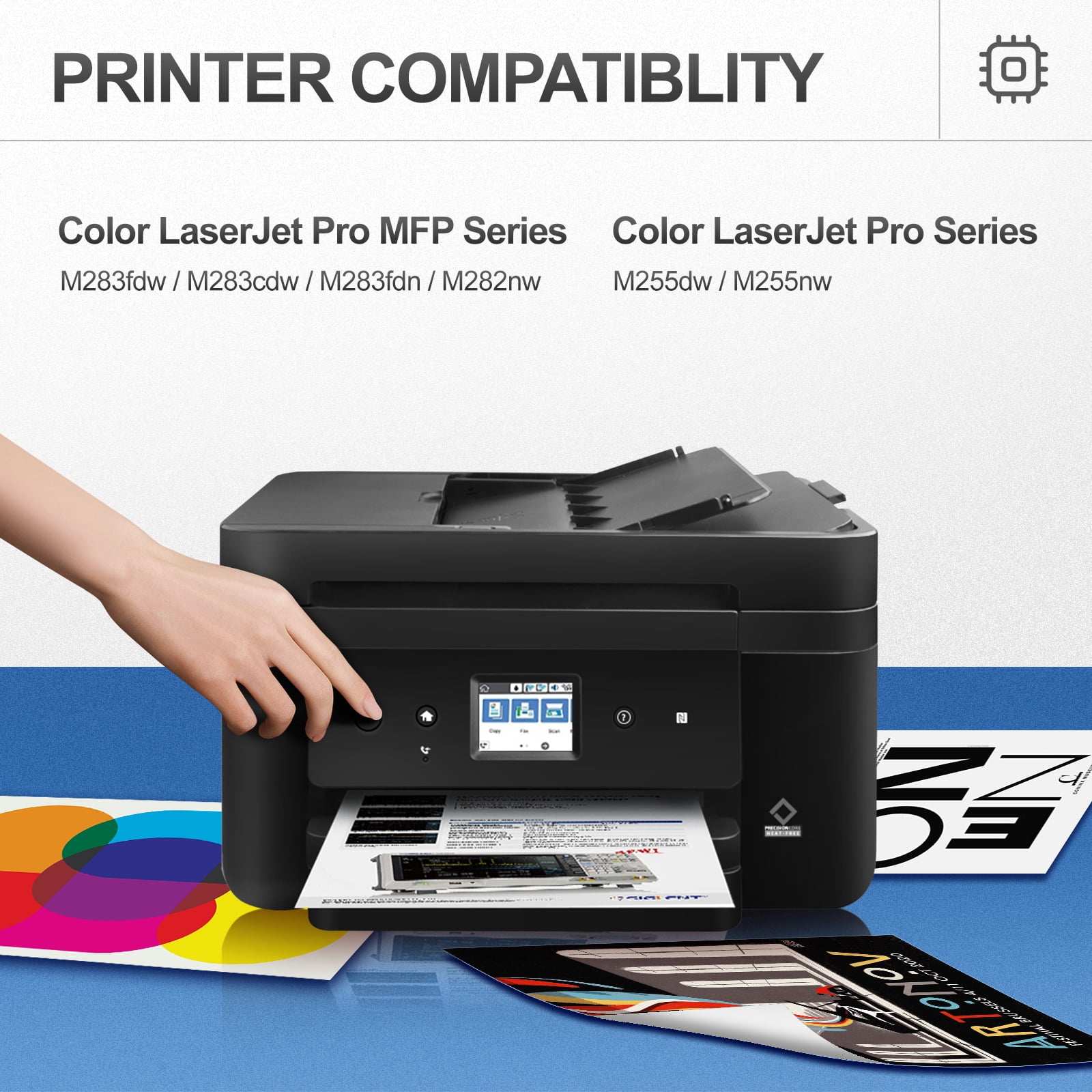 206A Toner Cartridge With Chip Compatible for 206A 206X Color LaserJet Pro MFP M283fdw M283cdw M283fdn M282nw M255dw M255nwSeries Printer Ink (Black Cyan Magenta Yellow 4-Pack)