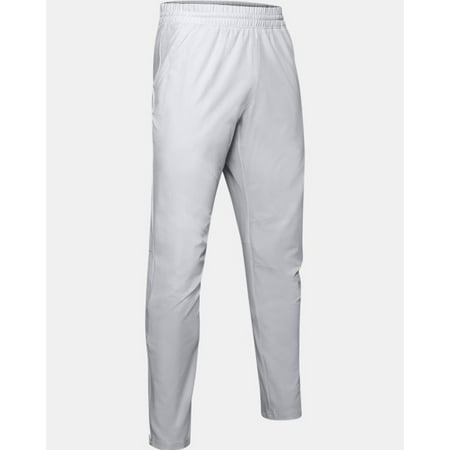 UA Men's Squad Woven Warm-Up Pants, Halo Grey/White, 2XL