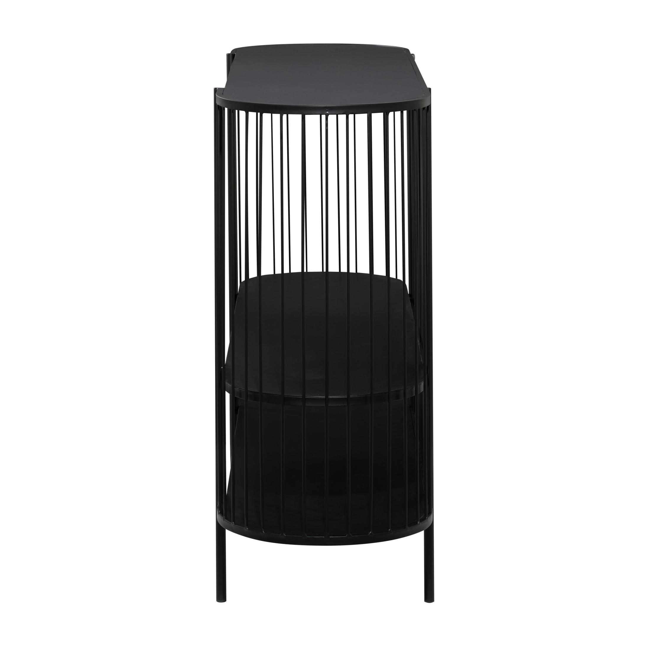 DecMode 48" x 34" Black Metal Narrow Oval 2 Shelf Console Table with Open Wire Frame, 1-Piece