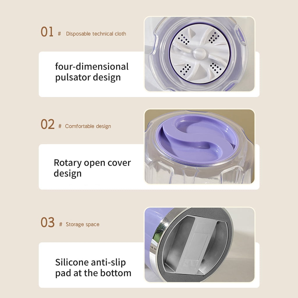 Miniature Rechargeable Clothes Washer for Delicates Socks and Towels Cordless Washing Machine Waterproof Laundry Device
