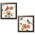 thumbnail image 2 of Gango Home Decor Spiced Nature Flowers and Birds Wall Art ; Two Orange 12x12in Art Prints in Brown Frames, 2 of 6