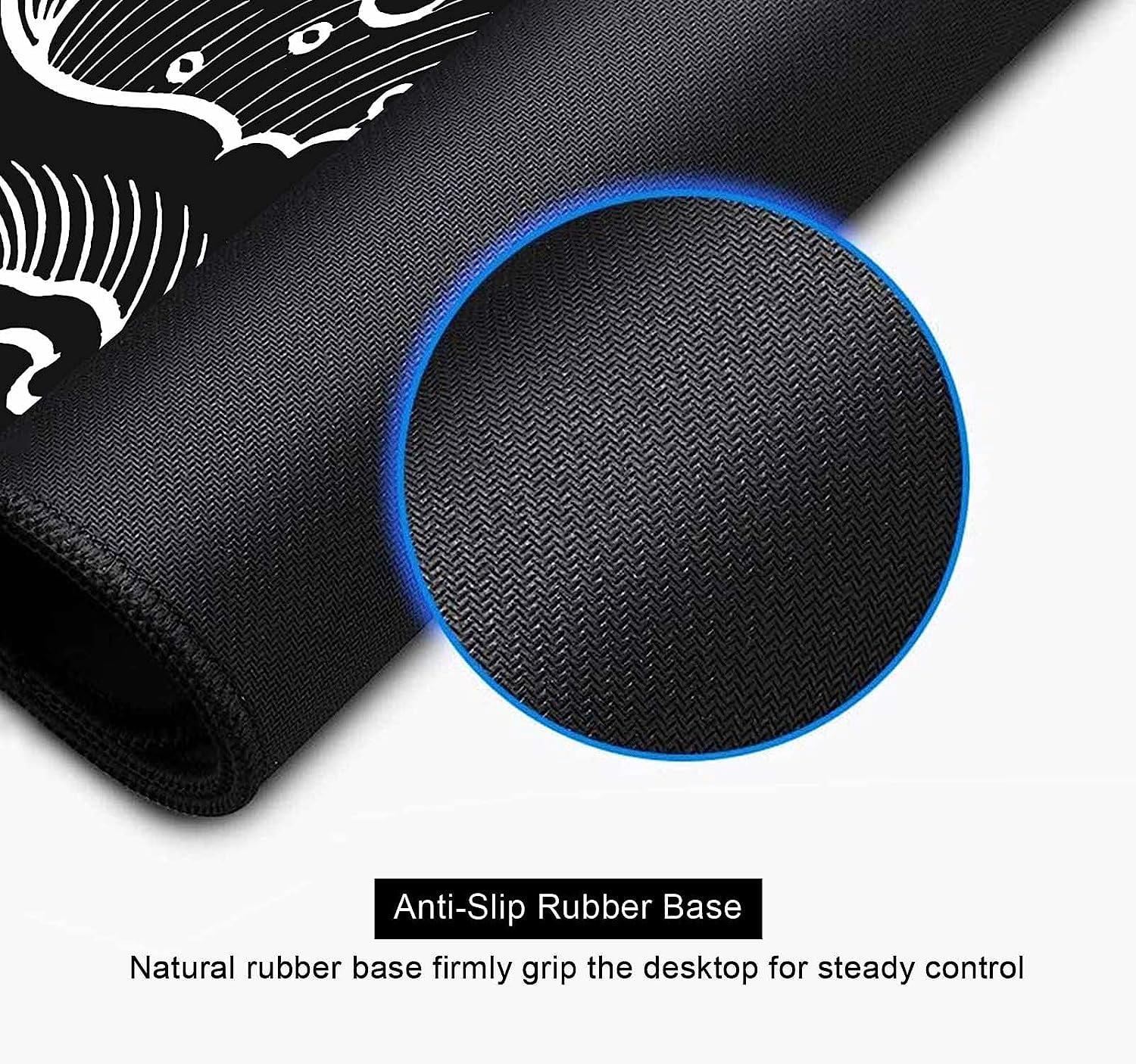 Black and White Japanese Great Wave Gaming Mouse Pad, XL XXL Large Mousepad, Big Extended Mouse Pad, Non-Slip Rubber Base Office Line Art Desk Pad for Men Women- 35.4 x 15.7 in, Abstract Ocean