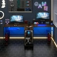 thumbnail image 4 of Costway 94.5" Long Office Desk 2-Person Reversible Computer Desk with LED Lights Coffee, 4 of 10