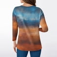 thumbnail image 5 of Women's T Shirt Print 3/4 Sleeve Daily Weekend Fashion Basic V- Neck Regular Top Orange 2XL, 5 of 5