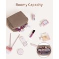 thumbnail image 5 of Travel Makeup Cosmetic Bag Neoprene Waterproof Soft for Women with Large Capacity Portable Pouch Lightweight Toiletry Organizer Purse, Brown, 5 of 6