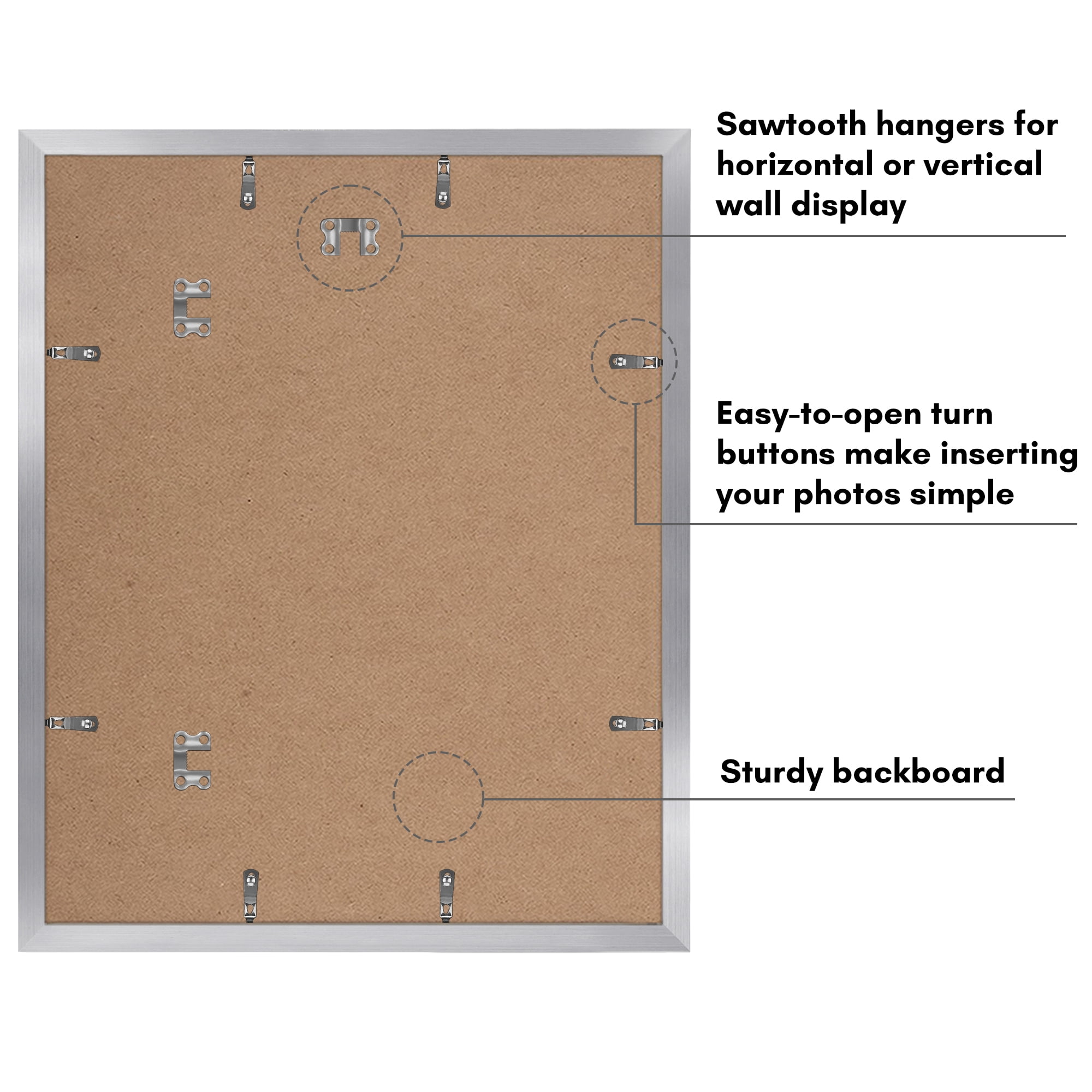 Americanflat 16x20 Picture Frame with Polished Plexiglass with 11x14 Mat 5 Pack Display Photo Frames - Silver