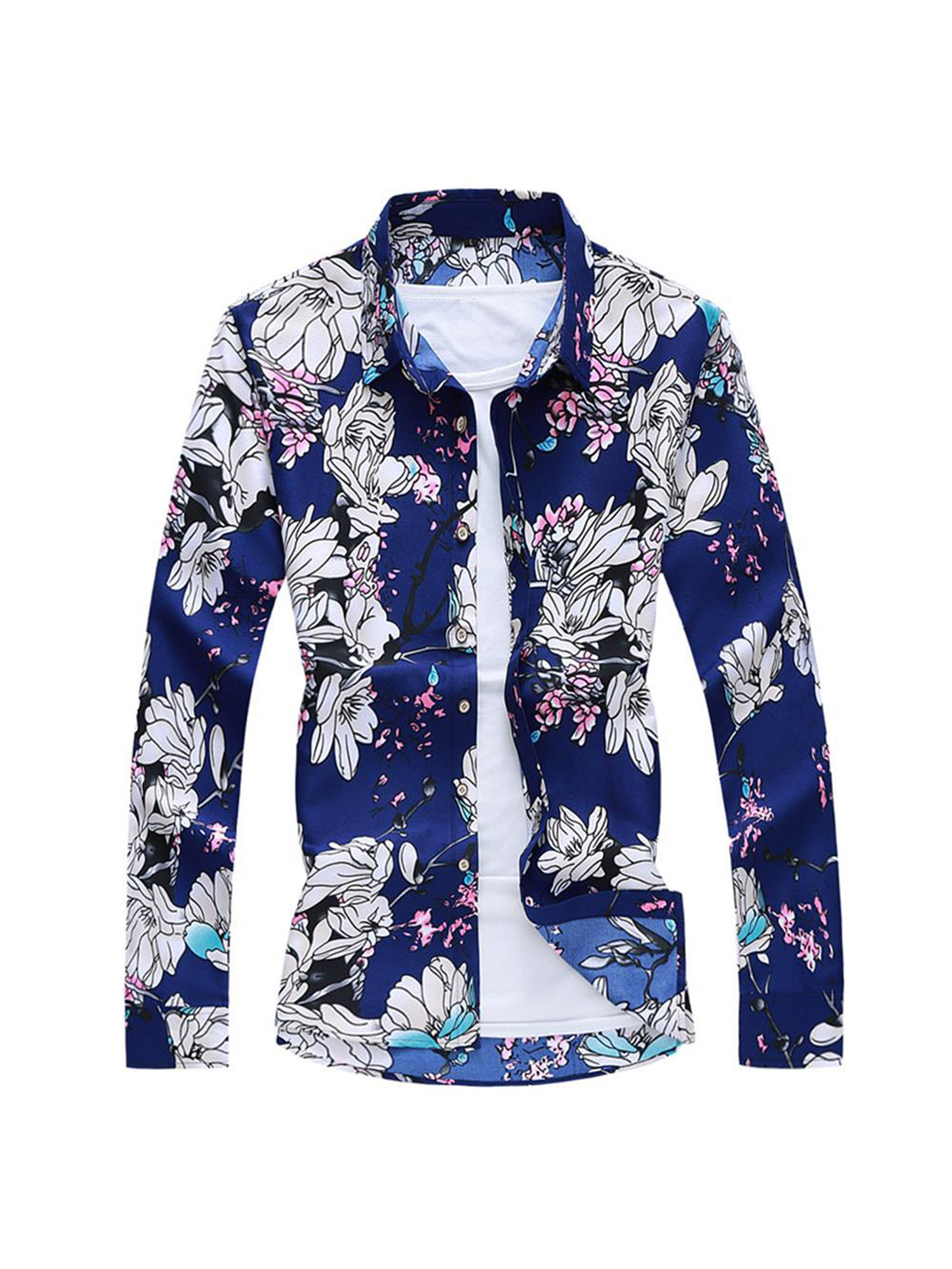 Floral Shirts Long Sleeve Casual Button 