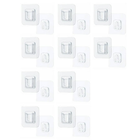 

Grandest Birch Waterproof 10 Pairs Double Sided Adhesive Wall Hooks PVC Smooth Edges Hook Holder for Bathroom
