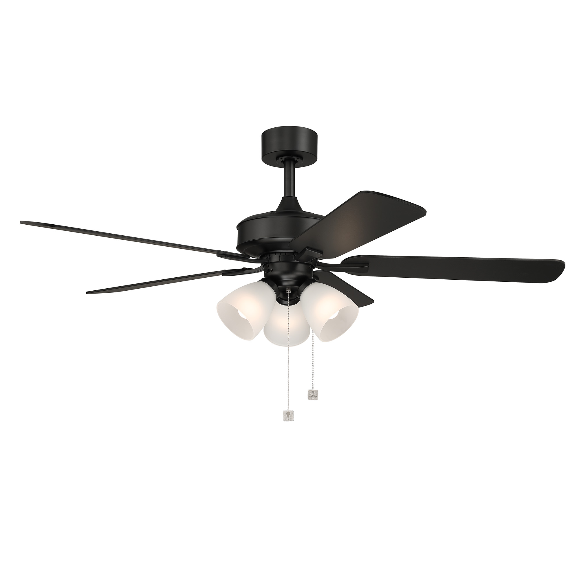 Stellant II 52 in. Indoor/Covered Outdoor Matte Black Traditional Ceiling Fan with Three 3000K LED Bulbs Included
