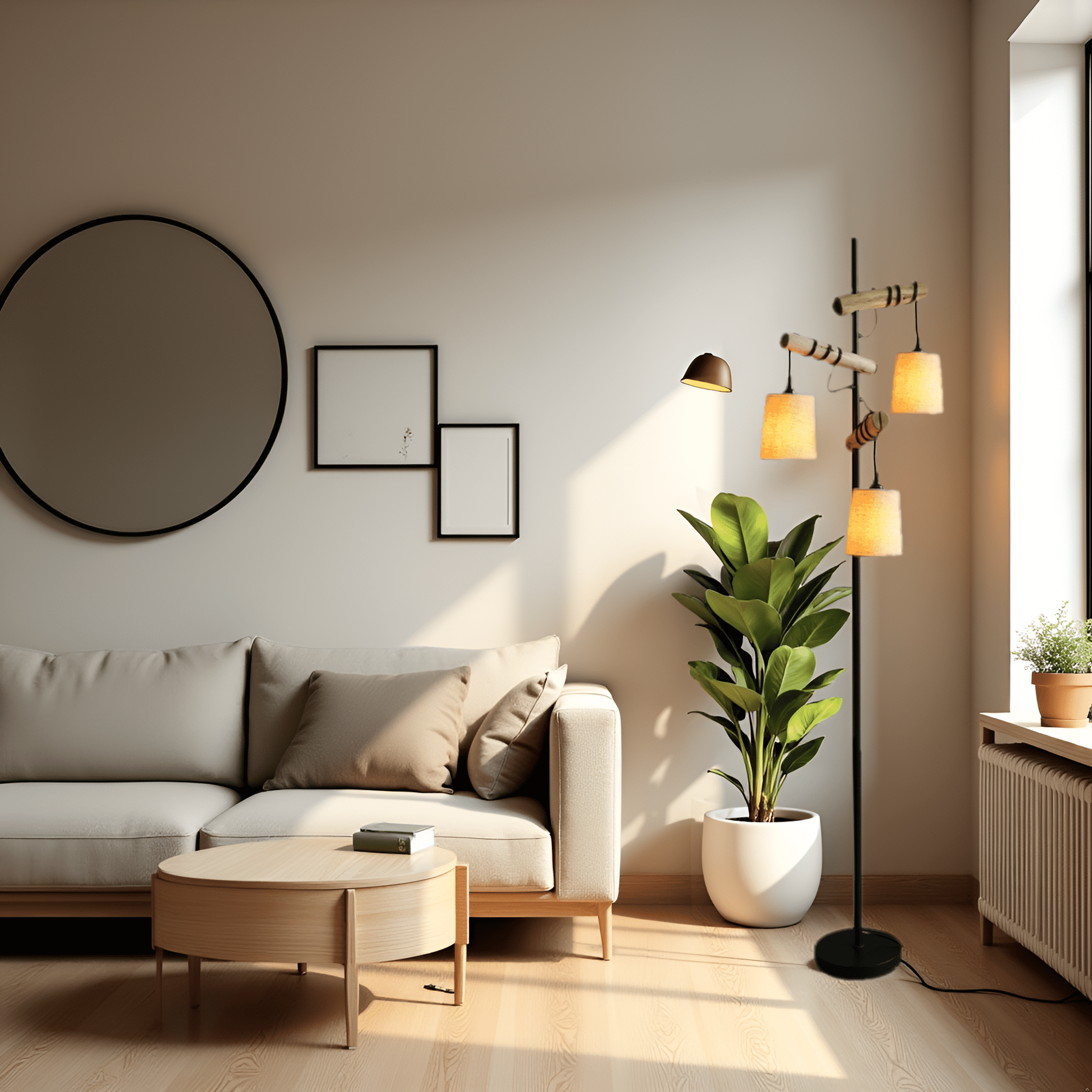 Farmhouse Corner Standing Tree Lamp for Living Room, Tall Lamps for Bedroom, Office, Study Room, Dining Room, Black