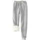 thumbnail image 1 of Pantalones deportivos Prolriy para mujer, con forro cálido, deportivos, de cintura alta, con forro polar, largos y gruesos de invierno para exteriores, color gris, talla L, 1 of 5