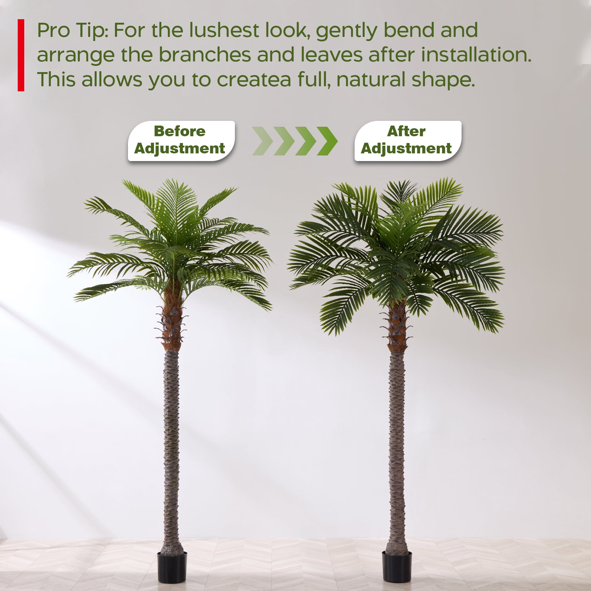 8.5FT Artificial Coconut Palm Tree (Set of 2), UV Realistic Faux Sago Palm Plants for Indoor & Outdoor, Large Tropical Fake Trees for Home Office Garden Patio Poolside Decor