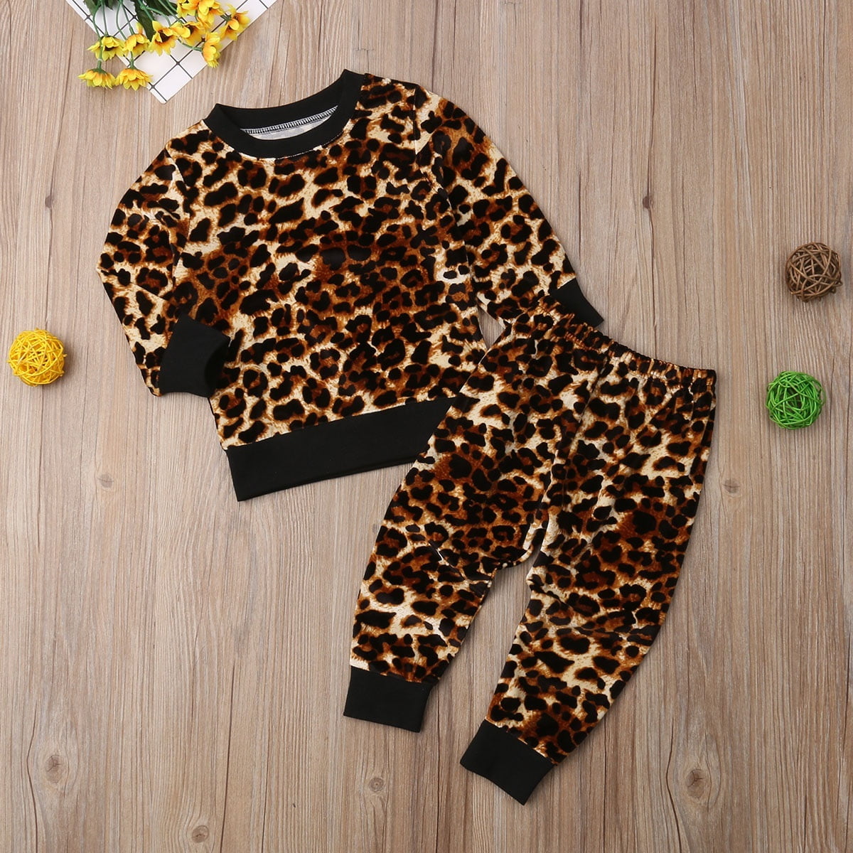 Toddler Baby Girls Leopard Printed Clothes Spring Autumn Long Sleeve ...