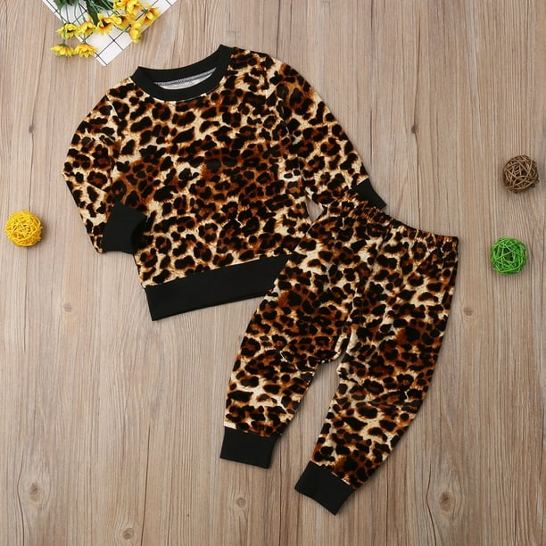 Canis Toddler Baby Girls Leopard Printed Clothes Spring Autumn Long