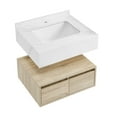 thumbnail image 4 of Avancer 24" Wall-Mounted Bathroom Vanity in Calacatta and White Oak, 4 of 13