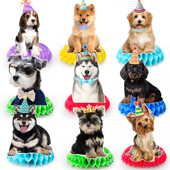 Dog Honeycomb Centerpieces, 9 Pcs Dog Honeycomb Table Centerpiece, Dog Baby Shower Party Honeycomb & Puppy Themed Honeycomb Centerpiece for Puppy Birthday Decorations