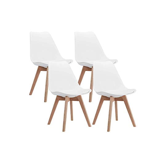 CangLong Mid Century Modern DSW Side Chair with Wood Legs for Kitchen,  Living Dining Room, Set of 4, White - Walmart.com