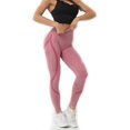 thumbnail image 3 of Leggings sin costuras de cintura alta para mujer Pantalones de yoga al tobillo Medias a prueba de sentadillas rosa medio Jormftte LRWJ018-8, 3 of 4