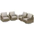 thumbnail image 5 of EAGLE PEAK 4 Piece Wicker Outdoor Rocking Chairs with Cushions, Rattan Swivel Rocker Patio Chairs for Backyard Deck Porch & Garden, Brown/Gray, 5 of 9