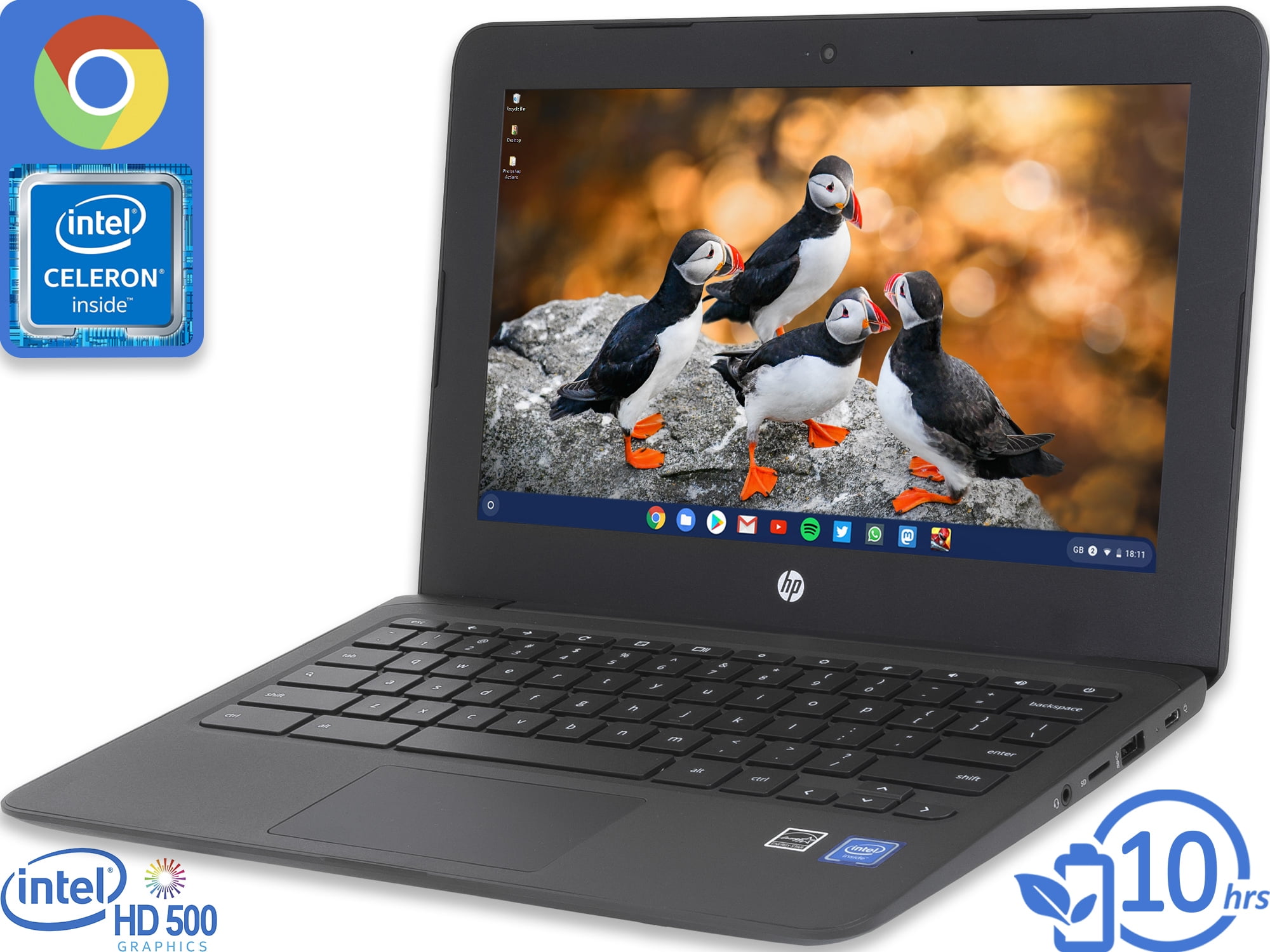 HP 11a Chromebook, 11.6" HD Display, Intel Celeron N3350 Upto 2.4GHz ...