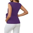 thumbnail image 3 of INSPIRE CHIC Women Maternity Tie Waist Blouse Cap Sleeve Summer 2025 T-Shirt Office Work XX-Large Purple, 3 of 6
