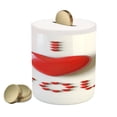 thumbnail image 1 of I Love You Piggy Bank, 3D Illustration of a Heart Lays in Between Words Made with Heart Shaped Font, Ceramic Coin Bank Money Box for Cash Saving, 3.6" X 3.2", Red White, by Ambesonne, 1 of 4