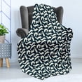 thumbnail image 4 of Weasel Soft Flannel Fleece Throw Blanket, Mammal Mustela Animal Wildlife Tropical Hipster Graphic Repetition, Cozy Plush for Indoor and Outdoor Use, 60" x 80", Off White Petrol Blue, by Ambesonne, 4 of 5