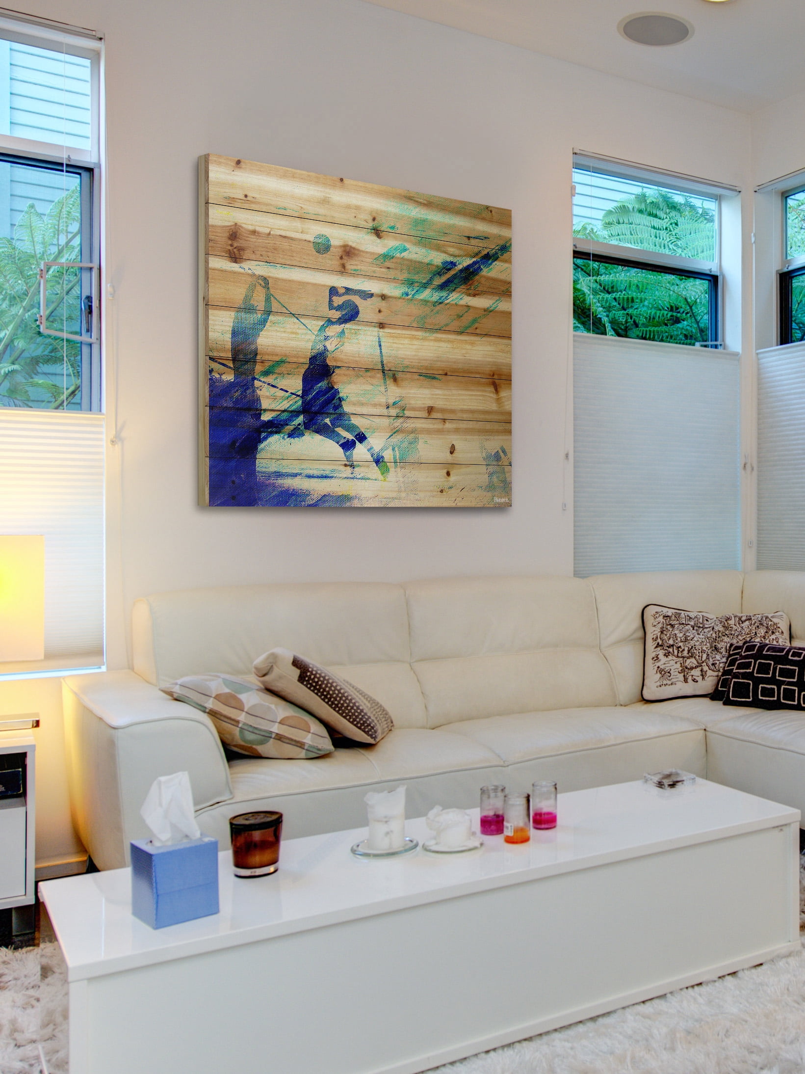 "Dusk Volleyball" Painting Print on Natural Pine Wood