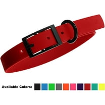 DogLine - Biothane Waterproof Dog Collar Strong Coated Nylon Webbing with Black Hardware Odor-Proof for Easy Care Clean High Performance Fits Small Medium Large Dogs(Red: L: 12" - 15" |W 5/8")