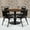 Walnut Top/Black Vinyl Seat, variant on BizChair 36'' Round Walnut Laminate Table Set with Round Base and 4 Black Trapezoidal Back Banquet Chairs