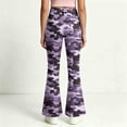 thumbnail image 6 of Spazoro Girls Flare Pants with Pockets, Loose Fit High Rise Lightweight Camo Print Button Zip Bell Bottom Trousers for Street Daily Wear Purple Size 11-12, 6 of 7