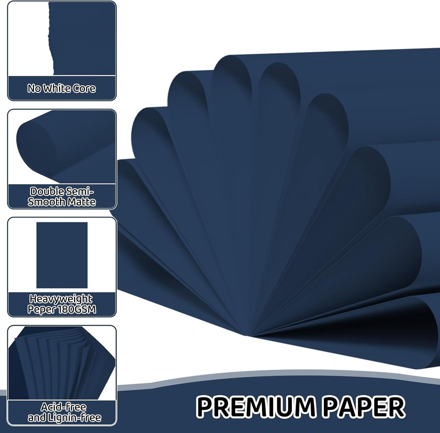 AllWays Plaza Cardstock 8.5 X 11, 40 Sheets Dark Blue Card Stock, 65lb/ 180gsm Copy Paper, Cardstock Printer Paper For Art, Painting, Invitations, DIY Cards, Craft, Construction, Office Supplies