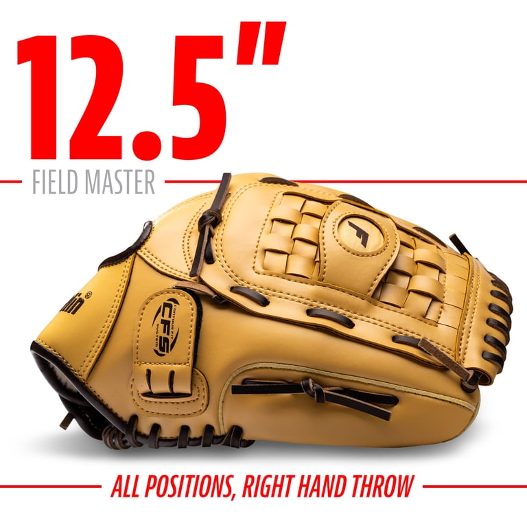 Franklin Sports Field Master Baseball + Softball Glove, 12.5 in