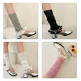 thumbnail image 6 of Korean Aesthetic Women Girls Ribbed Knit Stretch Leg Warmer Calf Socks Ruffled Lace Trim Patchwork Leg Cover Boot Cuff, 6 of 20