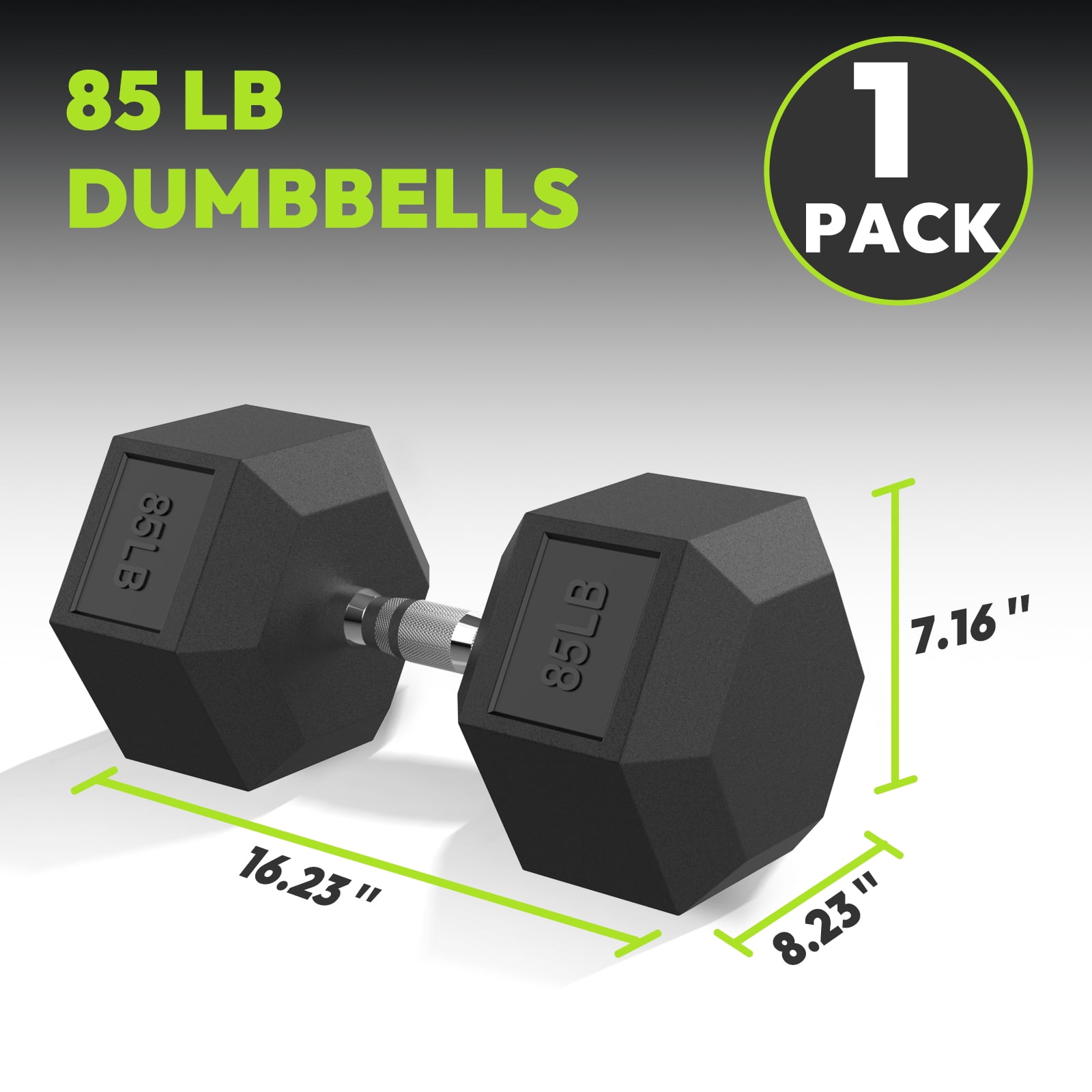 Hex Dumbbell Rubber Encased Dumbbell Strength Training Hex Dumbbell, Hand Weight For Workout & Exercise 85 lb