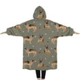 thumbnail image 2 of Oversized Wearable Blanket Hoodie,German Shepherd Dog and Footprint Sherpa Blanket Hoodie with Super Pockets,Super Warm Fuzzy Pullover for Women & Men, 2 of 6