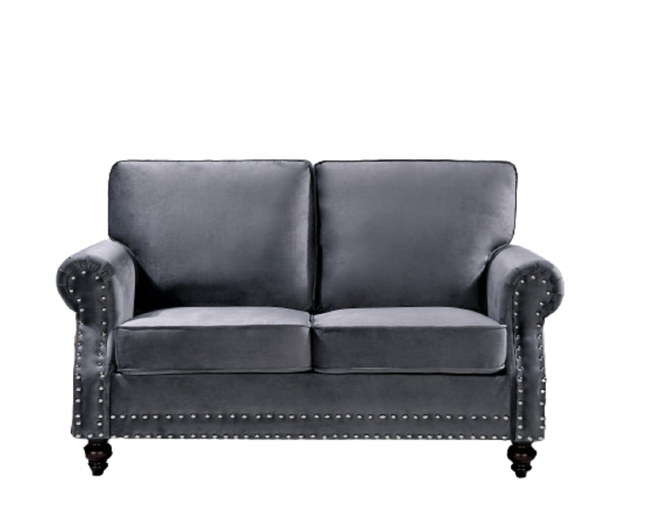 Uspridefurniture Fegley 61.42'' Velvet Rolled Arm Loveseat,Gray