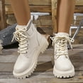 thumbnail image 6 of White Winter Thick Bottom Ladies Snow Boots With Metal Chain Ornaments And Cozy Furry Cuff For Comfortable Flat Heel Leisure Use, 6 of 9