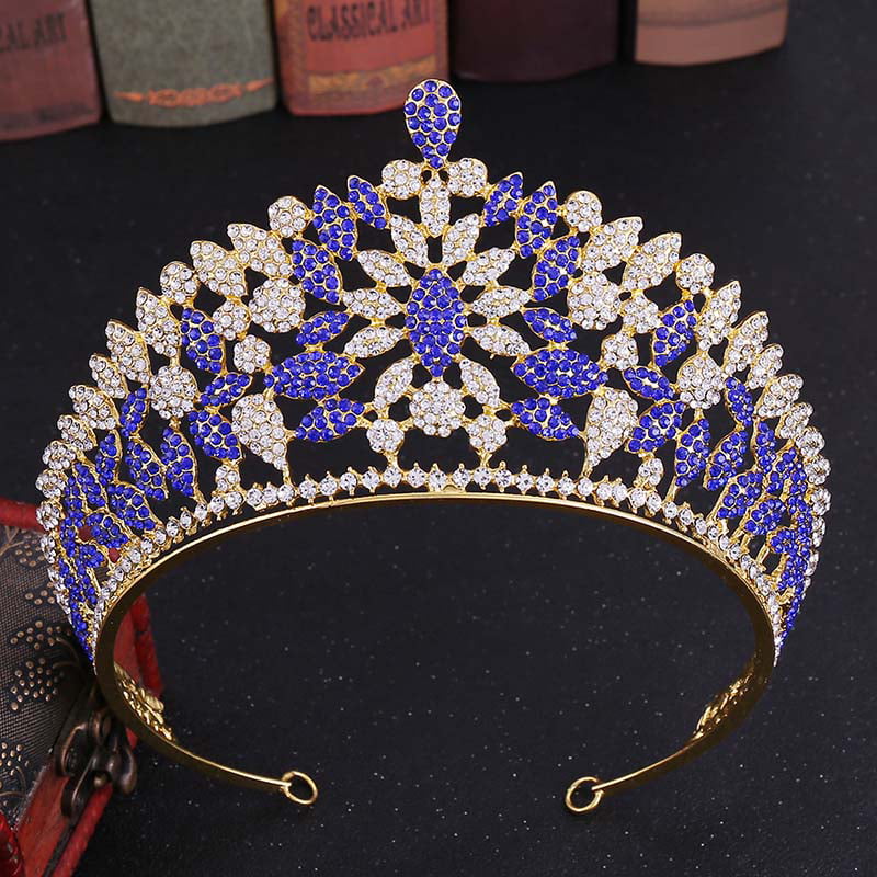 8cm High Luxury Adult Gold Crystal Wedding Bridal Party Pageant Prom Tiara Crown