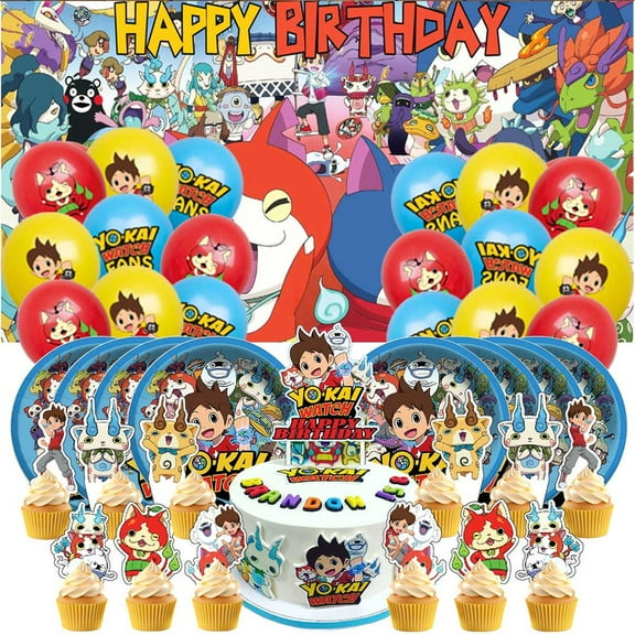 Yokai Watch Birthday Party Supplies Balloons Paper Plates Decoration Cake Topper Decor Tableware Banner Backdrop