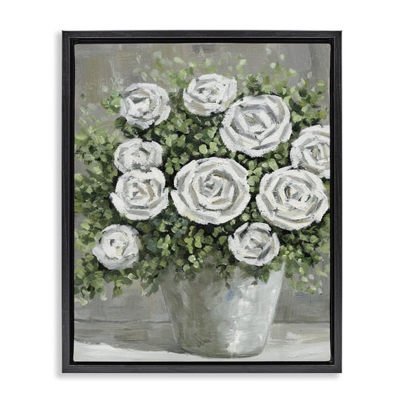 Stupell Industries Shabby Chic Potted Ranunculus Blooms Black Floating Frame Canvas Art, 17 x 21, by Dogwood Portfolio