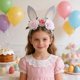 thumbnail image 5 of Diadema con orejas de conejo y tocado de flores para fiesta infantil, accesorio para el cabello de Pascua, diadema de plástico, 5 of 6