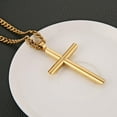 thumbnail image 5 of HZMAN Large Cross Necklace for Men High Polished Stainless Steel Heavy Oversize Gold Cross Pendant Christian Faith Jewelry Gift 7mm Cuban Chain, 5 of 7