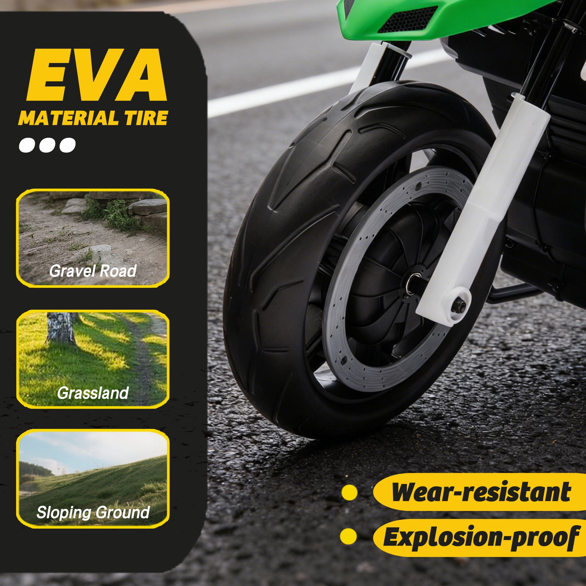 Xuanlur 24V 9AH Electric Motorbike, 9 mph & 110lb Max, 200W Ride on Motorcycle for Big Kids w/EVA Tires, LED Lights & Power Display, 2 Speed, Bluetooth, Music, Electric Motorcycle for Ages 6+, Green