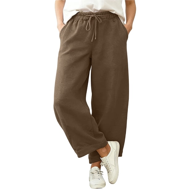 TaTaai Women Casual Loose Lounge Sweatpants Wide Leg Oblique Cuff Long Pants With Tie Pockets Soft Lightweight Breathable Machine Washable No Fading Daily Street Wear Gift