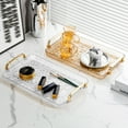 thumbnail image 7 of Gold Plastic Serving Tray, Multipurpose Desktop Organizer, Durable And Sturdy, For Dining, Kitchen, Office, Living Room, 15.7X9.4X1.2In, 0.7Lb, 7 of 7