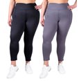 thumbnail image 1 of IINERZIA 2 Pack Womens Crossover Plus Size Leggings High Waisted Tummy Control Criss Cross V Waist Plus Size Black and Charcoal 1X, 1 of 5