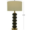 thumbnail image 3 of DecMode Metal Contemporary Drum Shaped with Oblong Shaped Accent Table Lamp 15"W x 28"H, Matte Black and Metallic Gold Finished Body with White Linen Lampshade, 3 of 12